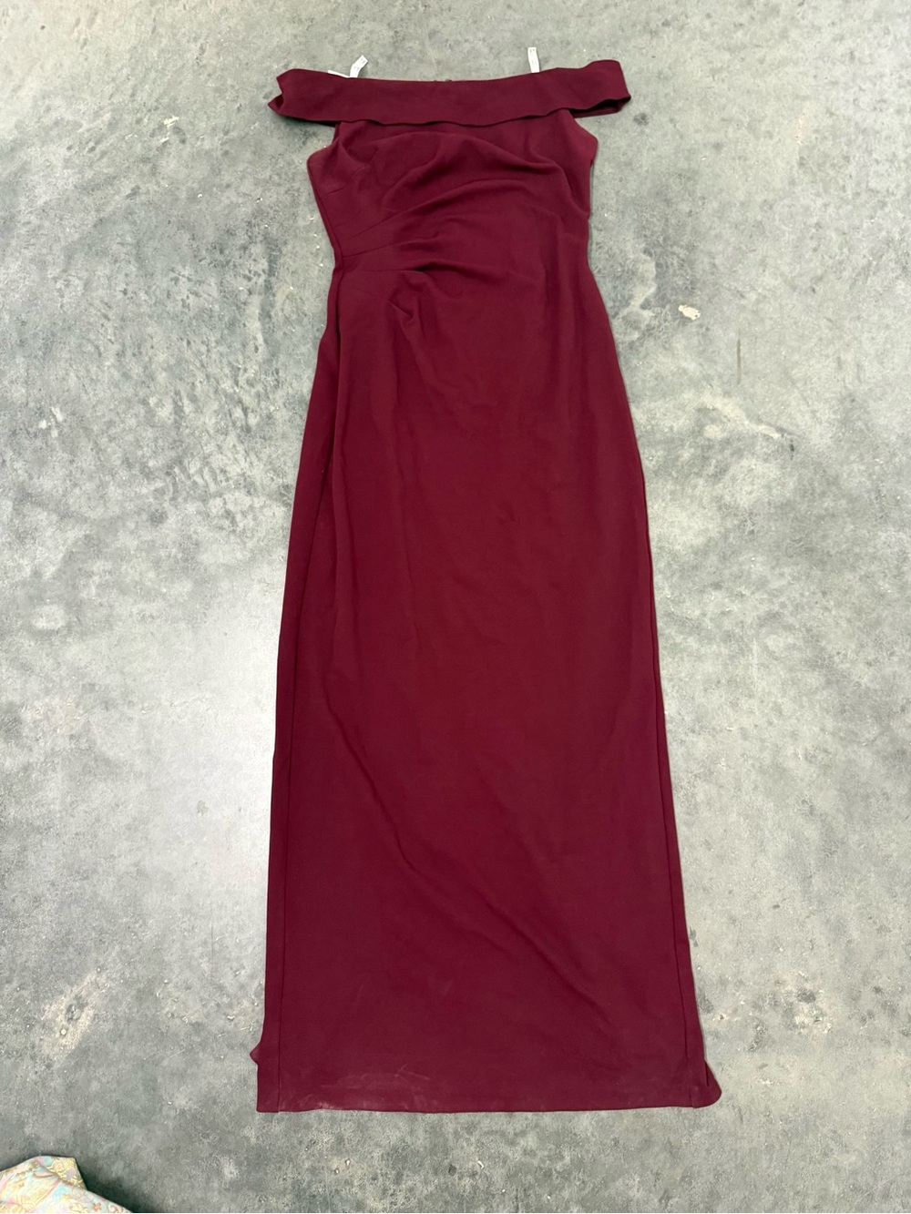 Off-Shoulder Burgundy Maxi Dress